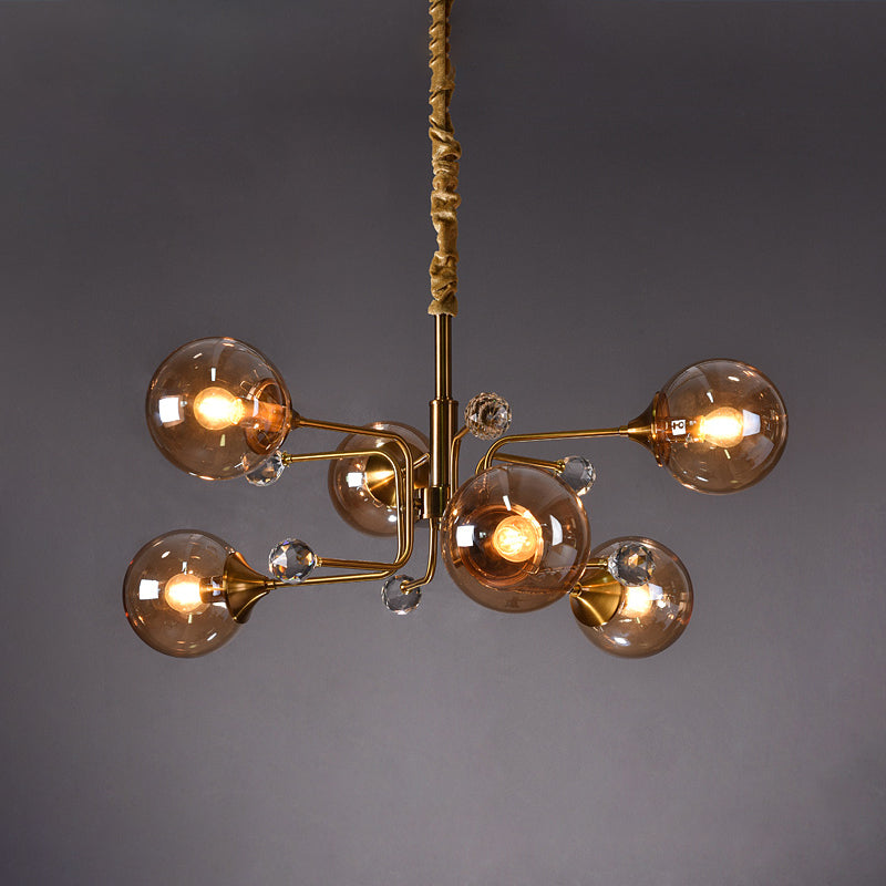 Modern Chandelier Metal Globe-Shaped Chandelier with Shade for Dining Room