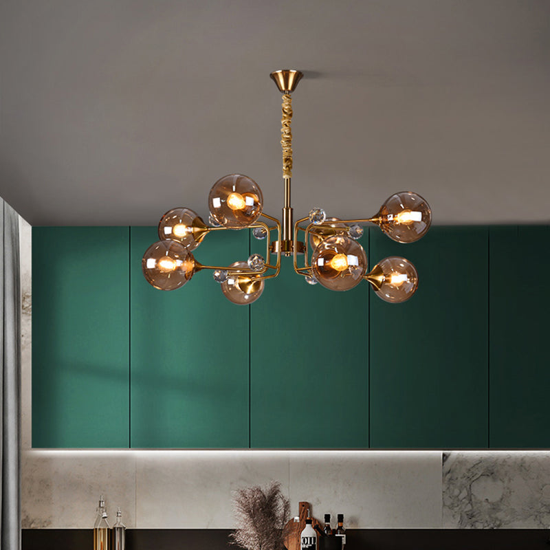 Modern Chandelier Metal Globe-Shaped Chandelier with Shade for Dining Room
