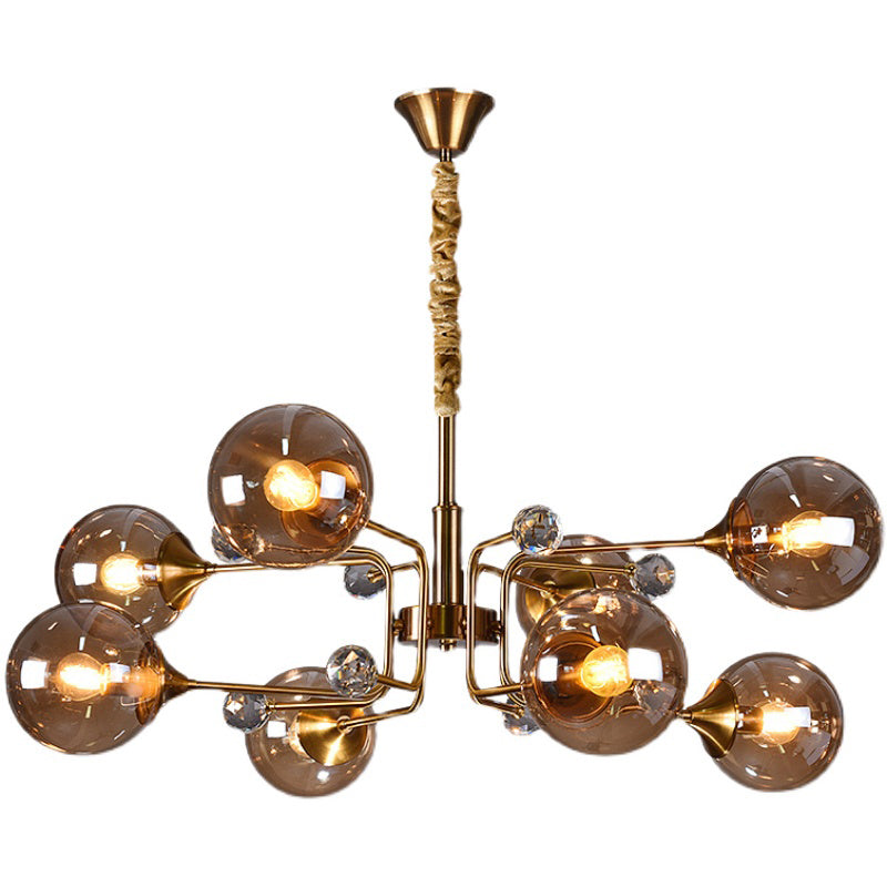Modern Chandelier Metal Globe-Shaped Chandelier with Shade for Dining Room