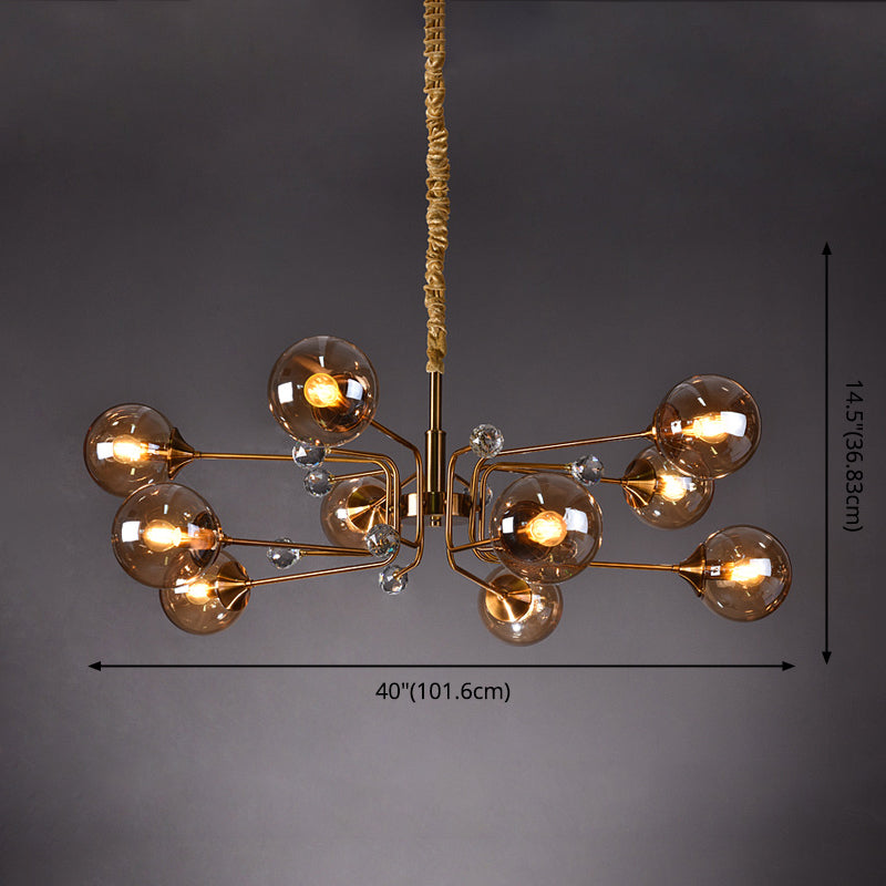 Modern Chandelier Metal Globe-Shaped Chandelier with Shade for Dining Room