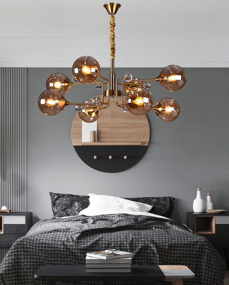 Modern Chandelier Metal Globe-Shaped Chandelier with Shade for Dining Room