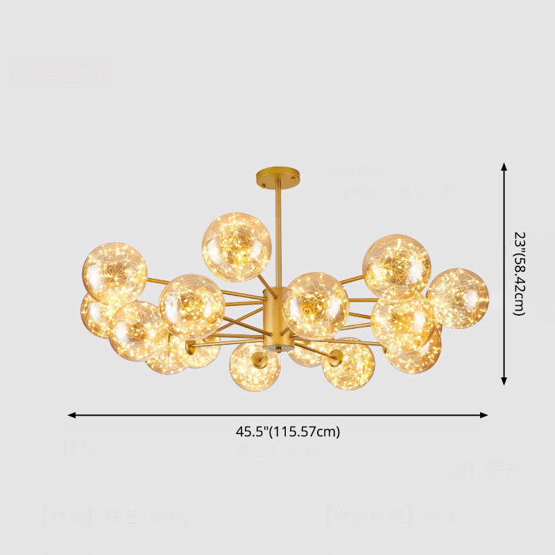 Modern Style Glass Ball Shade Chandelier Height Adjustable for Living Room Bedroom