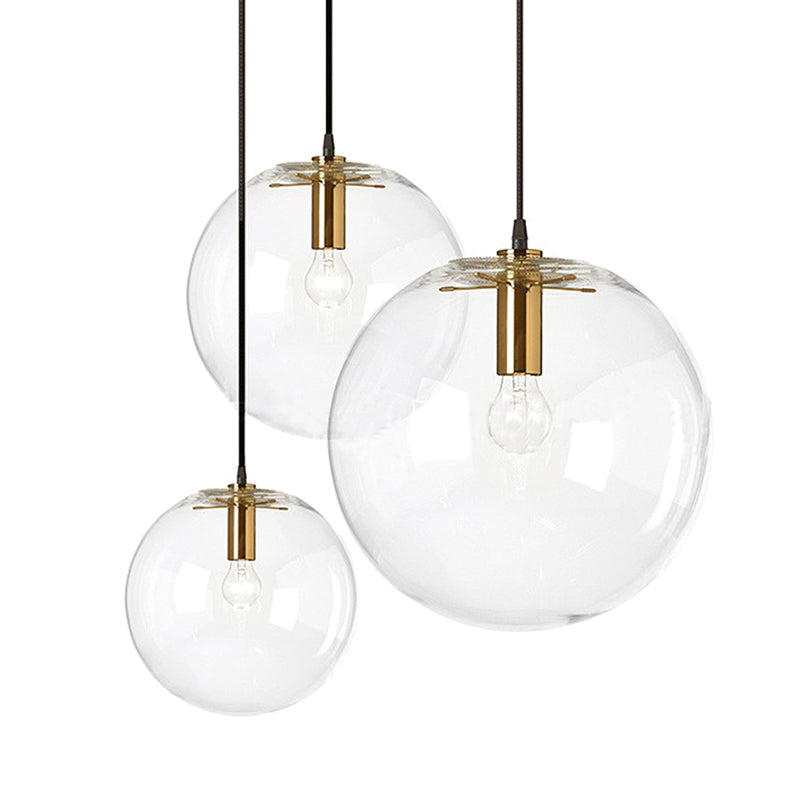 Café Bola Luz colgante de una luz Moderna de vidrio transparente Costilla de vidrio
