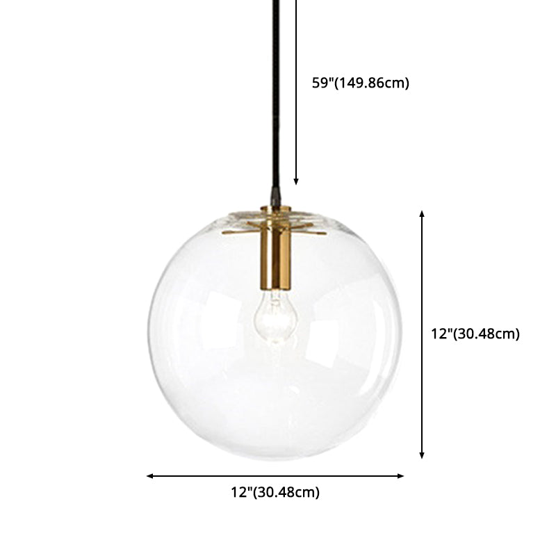 Café Bola Luz colgante de una luz Moderna de vidrio transparente Costilla de vidrio