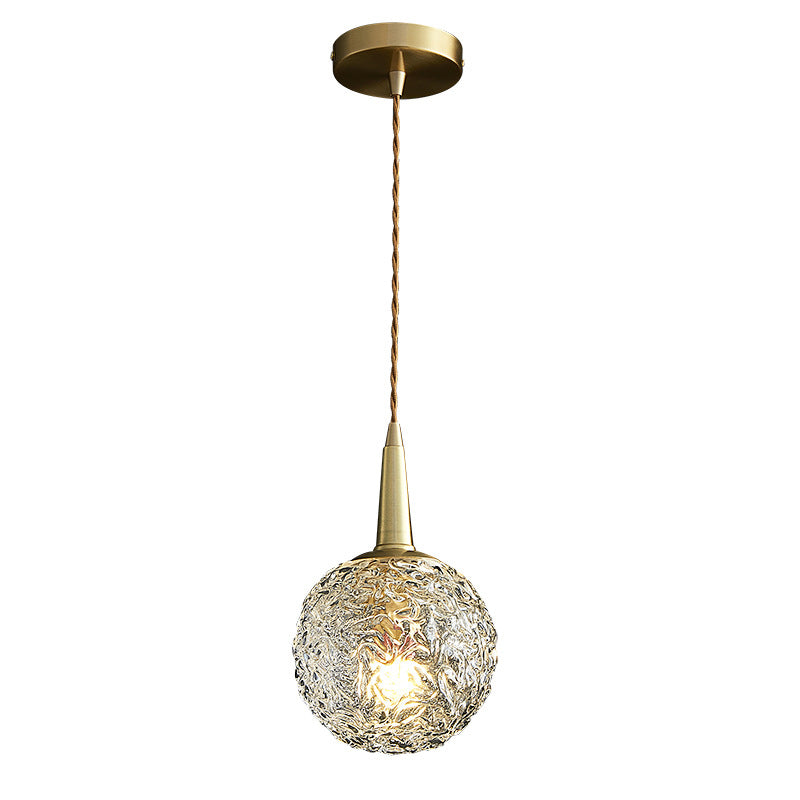 Sferisch bed pendellamp kristal 1 kop minimalistisch hanglicht in goud