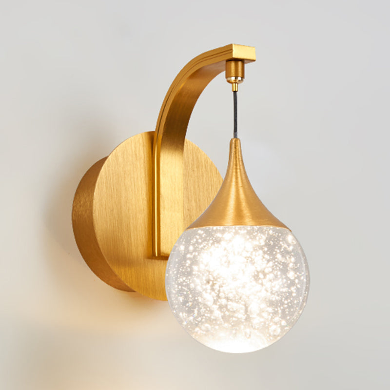 Crystal Ball Wall Mounted Lamp Modern Gold Finish LED Wall Lighting for Aisle