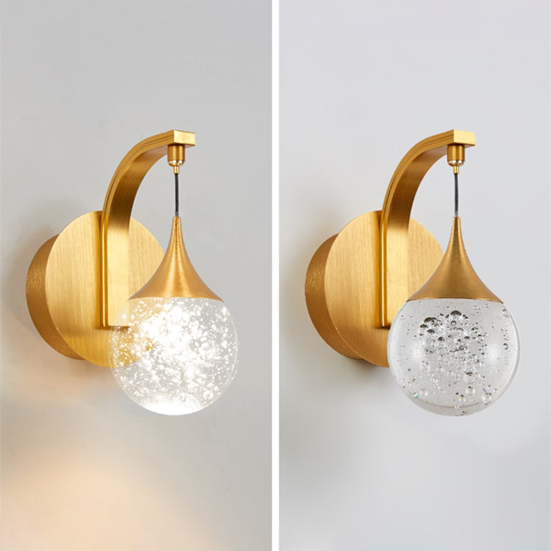 Crystal Ball Wall Mounted Lamp Modern Gold Finish LED Wall Lighting for Aisle