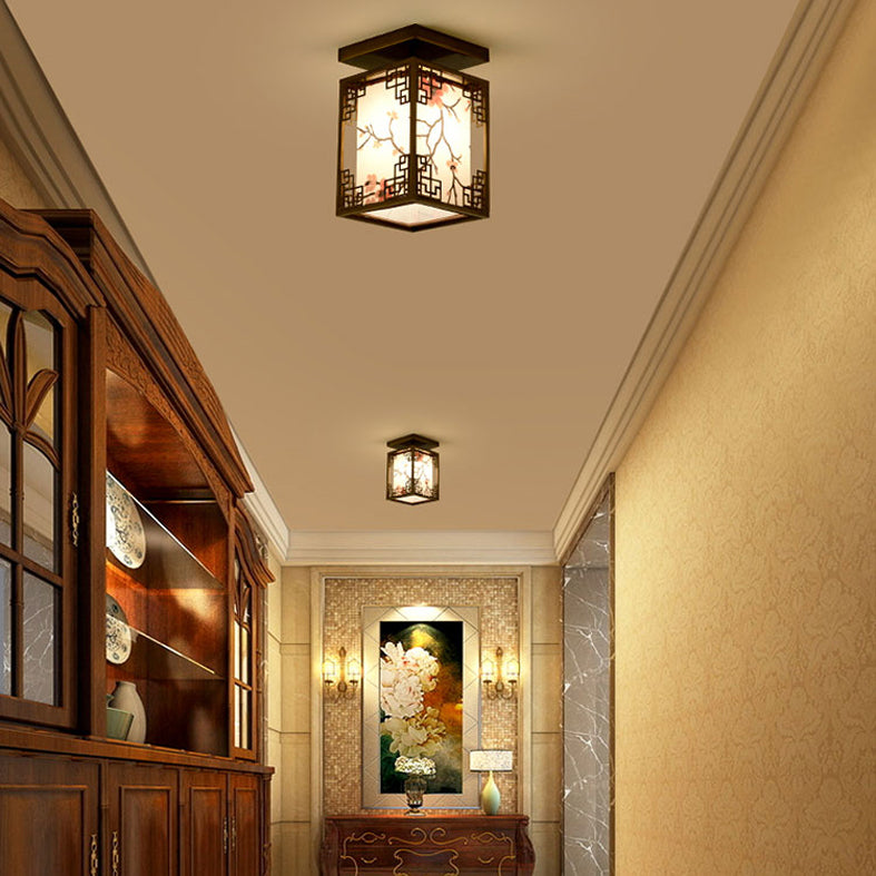 Fabric Close to Ceiling Lighting Rectangle Traditional Ceiling Flush Mount Light