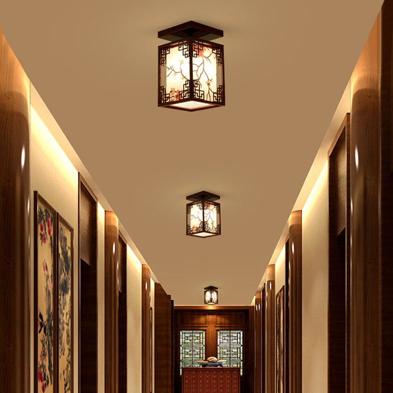 Fabric Close to Ceiling Lighting Rectangle Traditional Ceiling Flush Mount Light