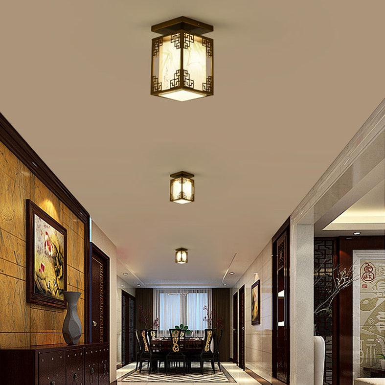 Fabric Close to Ceiling Lighting Rectangle Traditional Ceiling Flush Mount Light