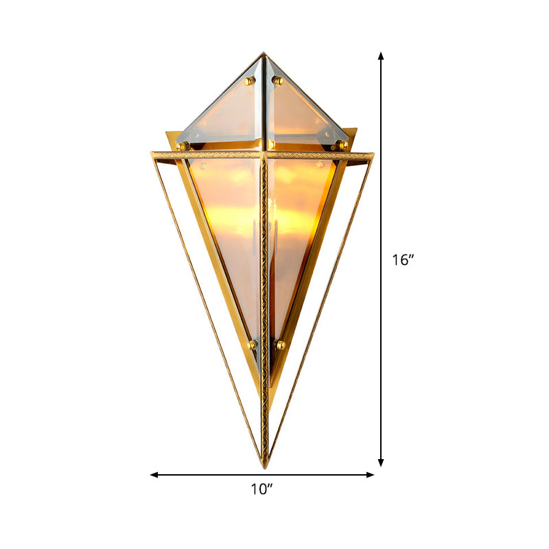 Tapered Living Room Wall Lighting Amber Glass 2 Heads Modernism Sconce Light Fixture