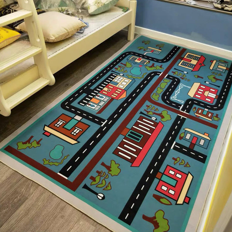 Multicolor Games Print Rug Polyester Carpet Funky Anti-Slip Backing Indoor Rug for Home Decoration