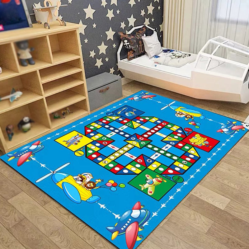 Multicolor Games Print Rug Polyester Carpet Funky Anti-Slip Backing Indoor Rug for Home Decoration