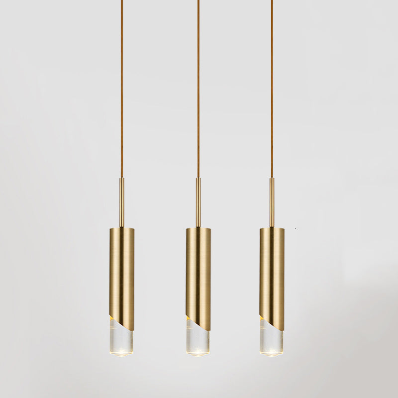 Modern Creative Cylindrical LED Pendant Light Electroplate Metal Hanging Lamp with Acrylic Shade