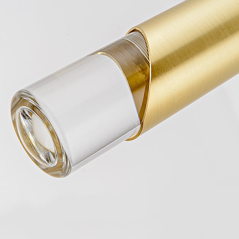 Modern Creative Cylindrical LED Pendant Light Electroplate Metal Hanging Lamp with Acrylic Shade