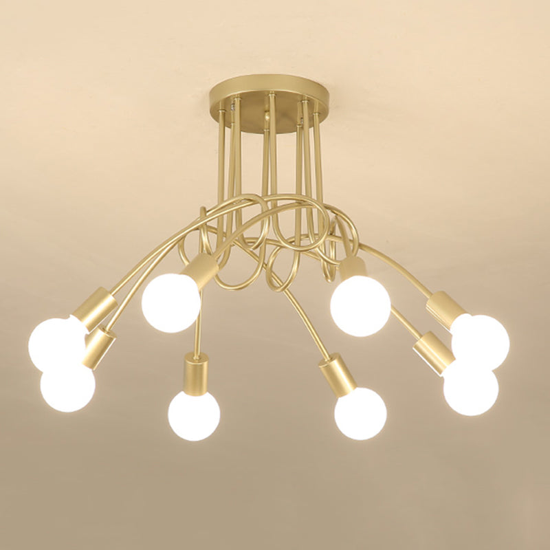 Montaje de semi descarga radial de bombilla expuesta en estilo industrial de techo de hierro forjado de estilo creativo