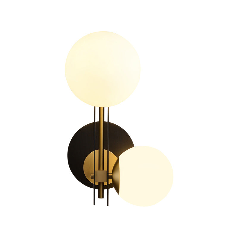 2 bulbos Sphere Splock Light Contemporary Glass Malling Malling Lighting en negro y dorado