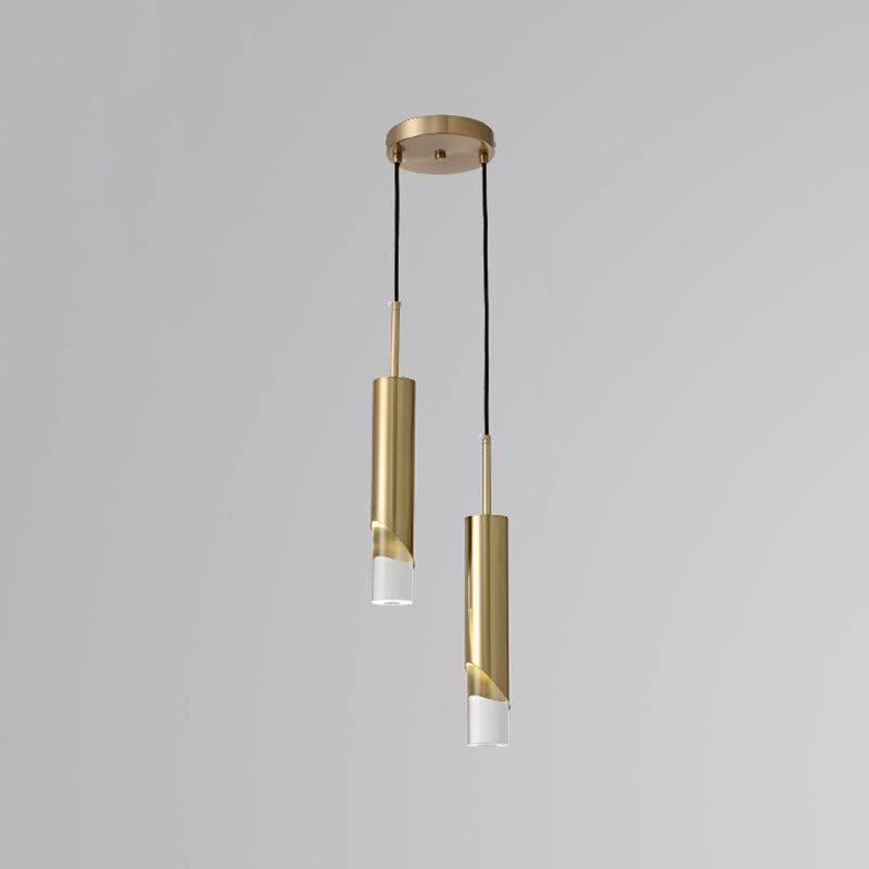 Minimaliste moderne LED Pendante Light Light Aluminium Lampe suspendue cylindrique avec une teinte acrylique