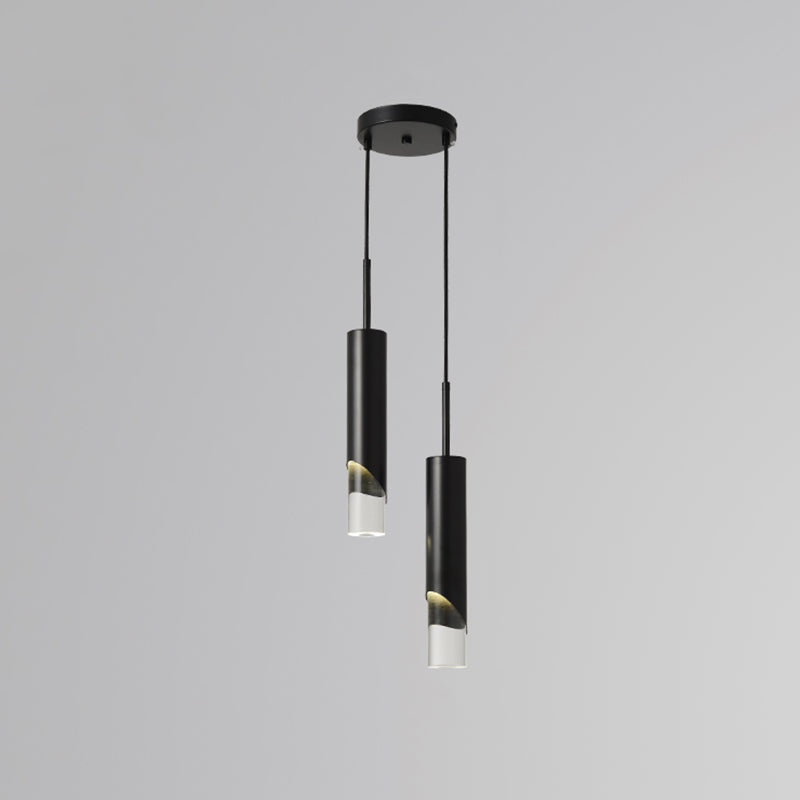 Minimaliste moderne LED Pendante Light Light Aluminium Lampe suspendue cylindrique avec une teinte acrylique