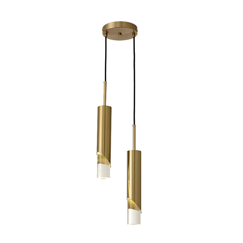 Minimaliste moderne LED Pendante Light Light Aluminium Lampe suspendue cylindrique avec une teinte acrylique