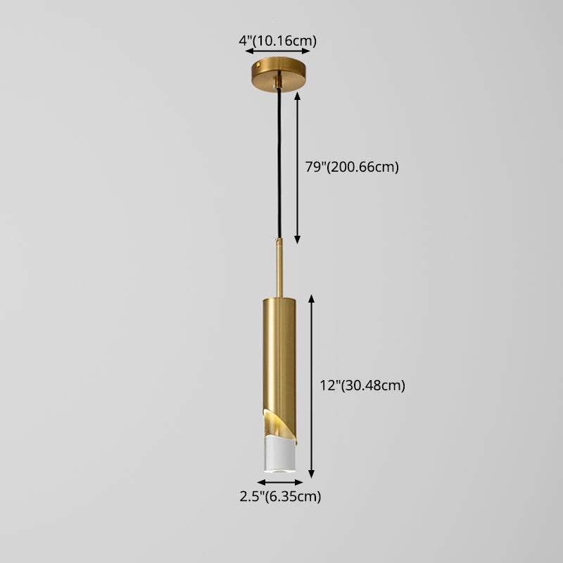 Minimaliste moderne LED Pendante Light Light Aluminium Lampe suspendue cylindrique avec une teinte acrylique