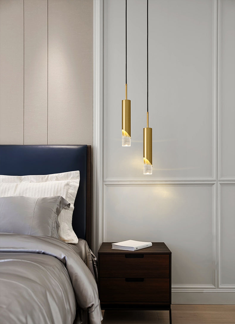 Minimaliste moderne LED Pendante Light Light Aluminium Lampe suspendue cylindrique avec une teinte acrylique