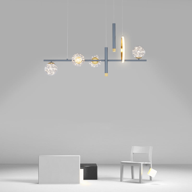 Modern Luxury Globe LED Island Pendant Light Wrought Iron Pendant Light with Clear Glass Shade