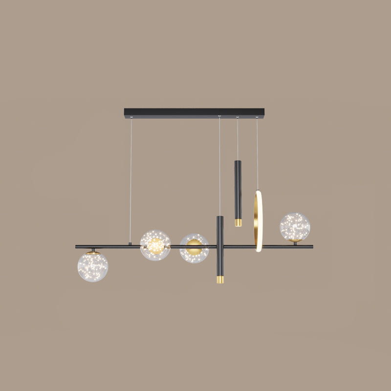 Modern Luxury Globe LED Island Pendant Light Wrought Iron Pendant Light with Clear Glass Shade