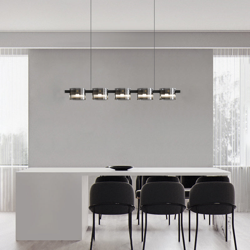 Lámpara de iluminación lineal de lámpara de araña colgante moderna luz colgante en negro