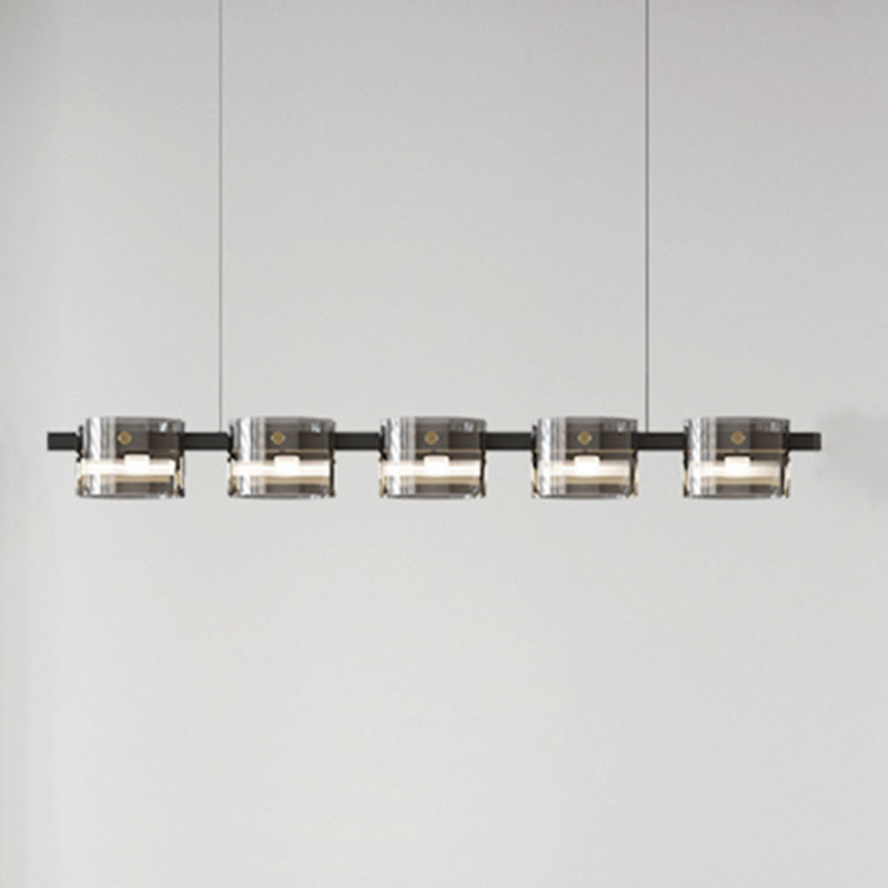 Modern Pendant Chandelier Linear Island Lighting Pendant Light in Black