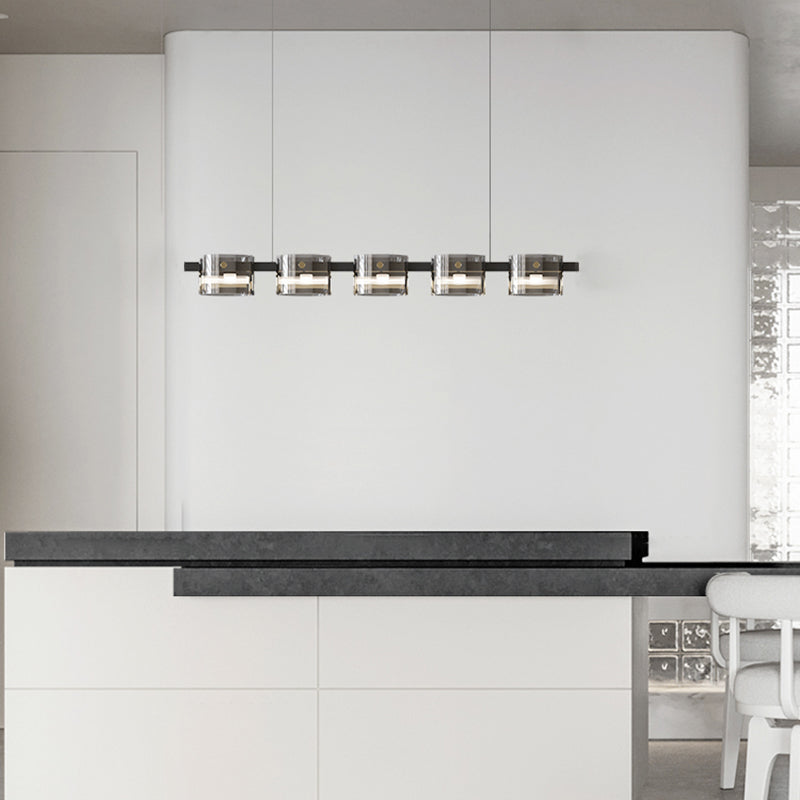 Lámpara de iluminación lineal de lámpara de araña colgante moderna luz colgante en negro