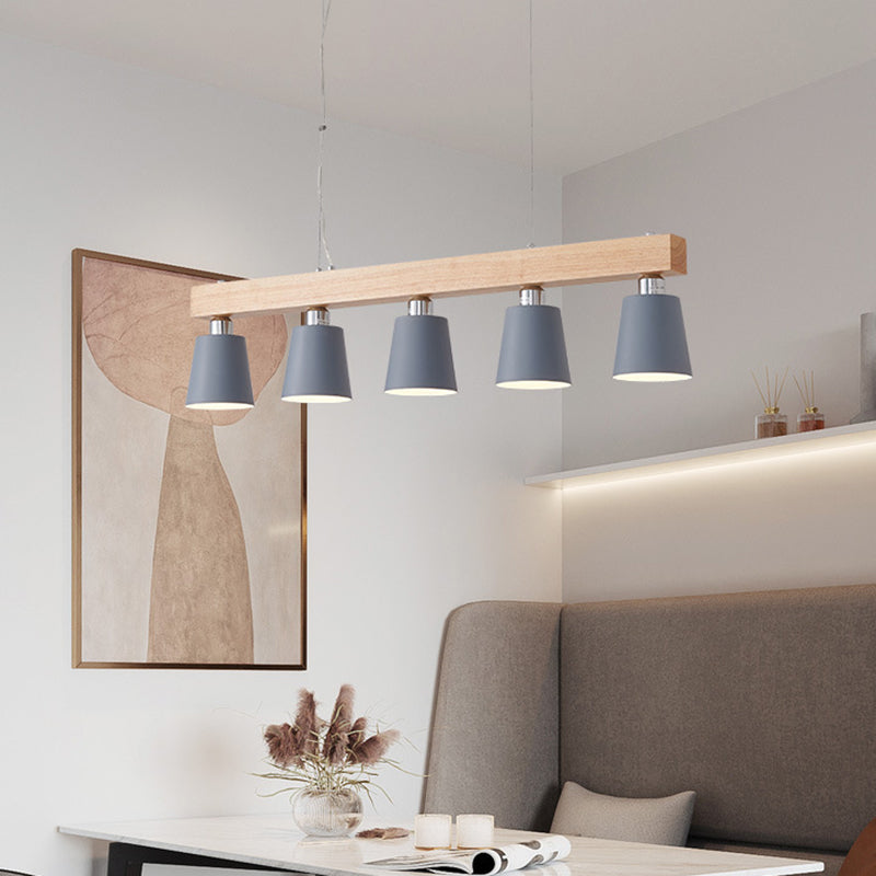 Apparecchi di illuminazione per isola moderna del soffitto lineare in legno per sala da pranzo