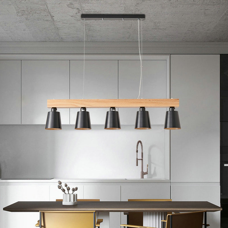 Apparecchi di illuminazione per isola moderna del soffitto lineare in legno per sala da pranzo