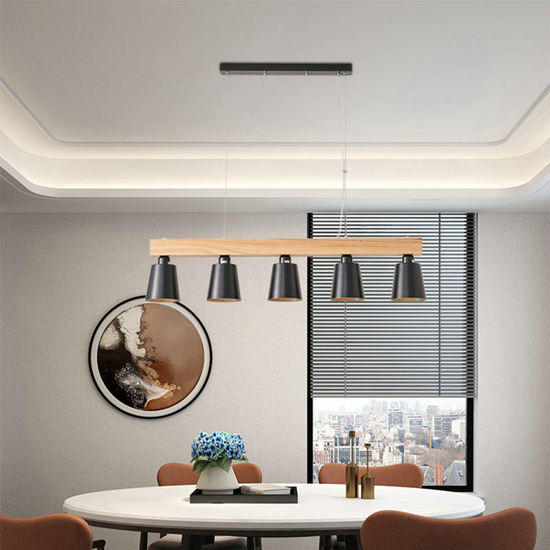 Apparecchi di illuminazione per isola moderna del soffitto lineare in legno per sala da pranzo