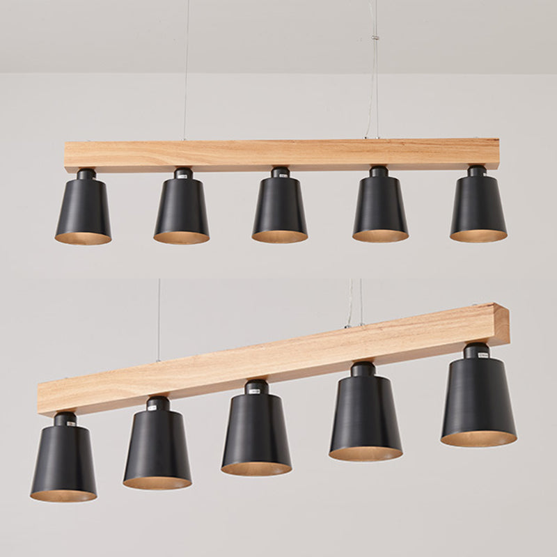 Apparecchi di illuminazione per isola moderna del soffitto lineare in legno per sala da pranzo