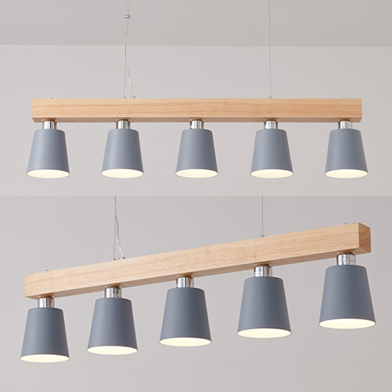 Apparecchi di illuminazione per isola moderna del soffitto lineare in legno per sala da pranzo