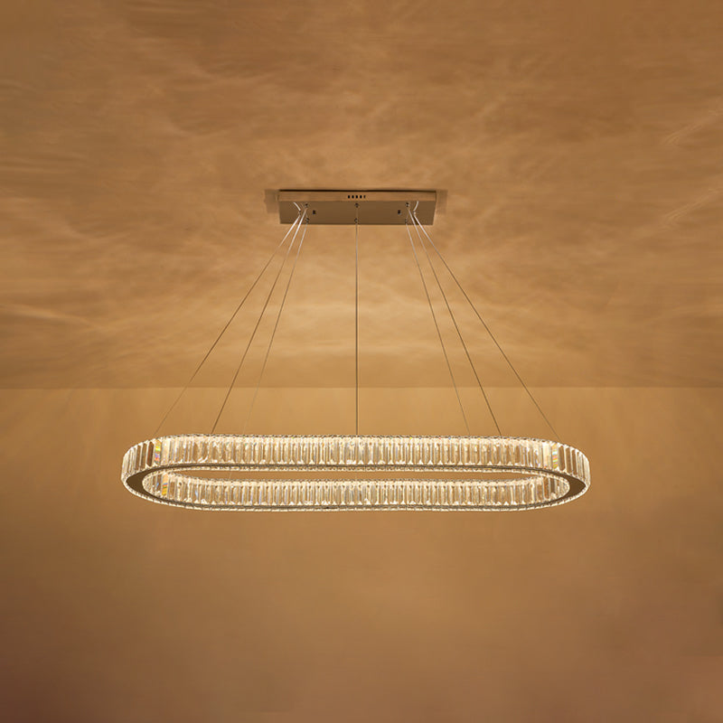 Contemporary Chandelier Linear Crystal LED Island Chandelier Lights for Dining Room