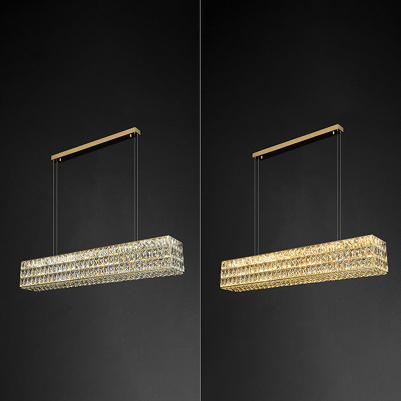 Contemporáneo de lámpara de cristal biselada Lámpara de lámpara de cristal lineal isla colgante para comedor