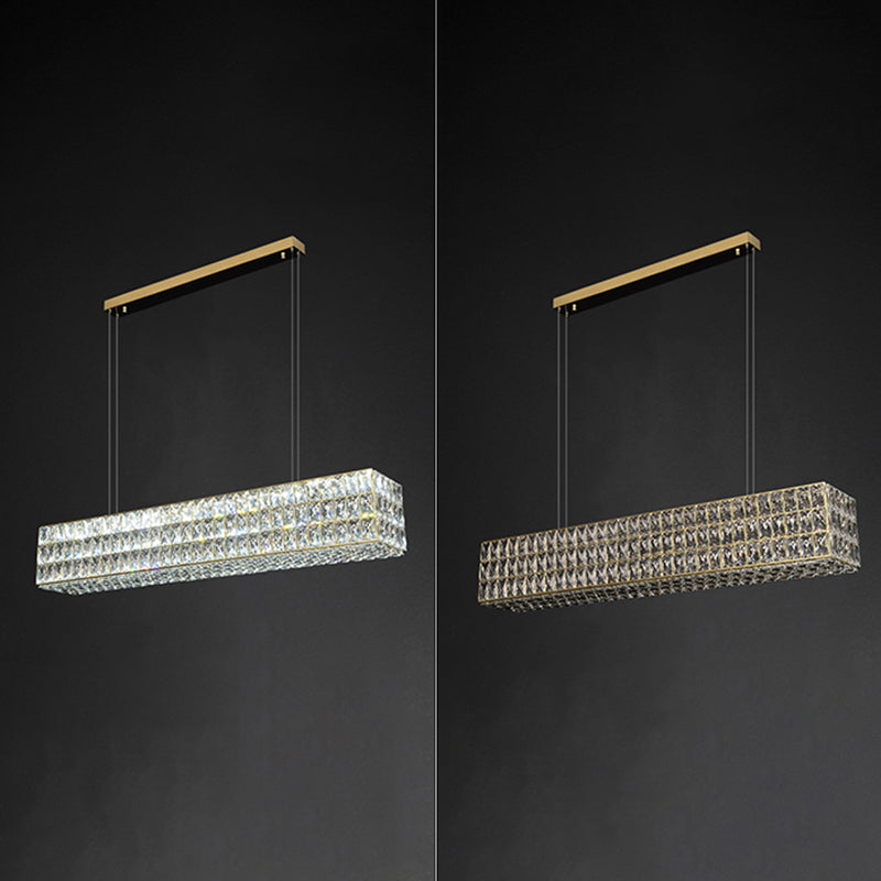 Contemporáneo de lámpara de cristal biselada Lámpara de lámpara de cristal lineal isla colgante para comedor