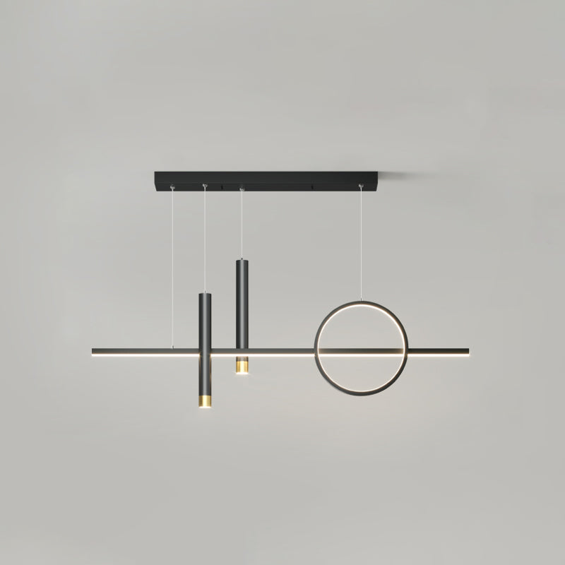 Dining Room Modern Island Lighting LED Linear Metal Black Pendant Light