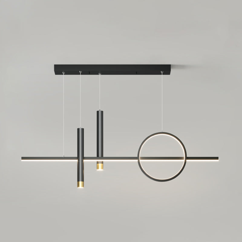 Sala da pranzo moderna illuminazione isola a LED Linea di ciondolo nero in metallo