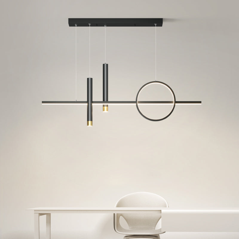 Sala da pranzo moderna illuminazione isola a LED Linea di ciondolo nero in metallo