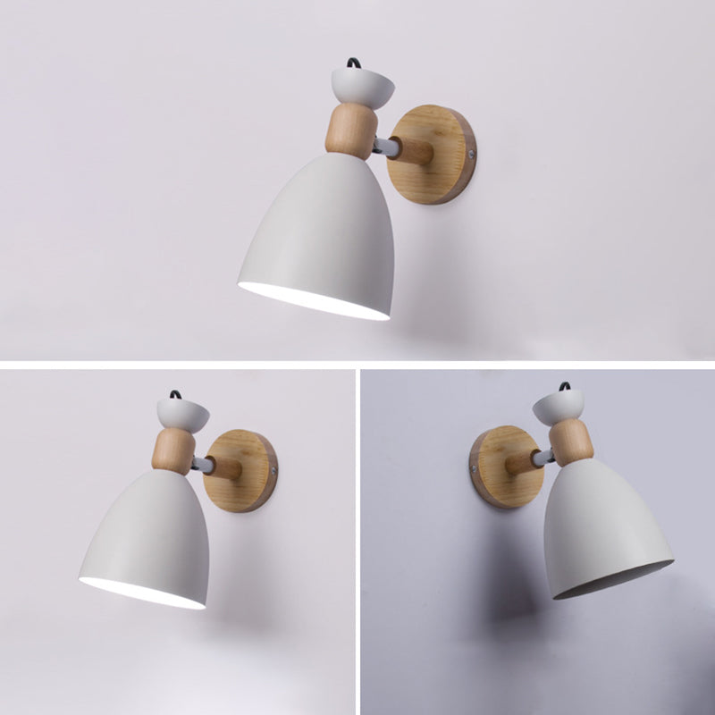 Wrought Iron Macaron Wall Sconce in Modern Concise Style Wooden Dome Wall Lamp for Interior Spaces