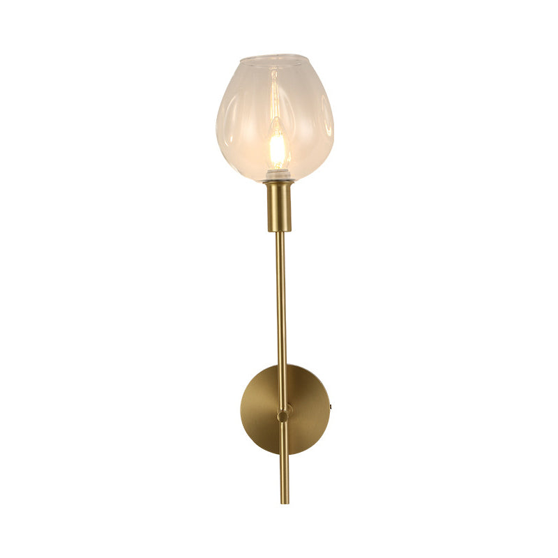 Clear Glass Cup Sconce Light Modern 1 Head Wall Mounted Lamp in Gold with Metal Pencil Arm