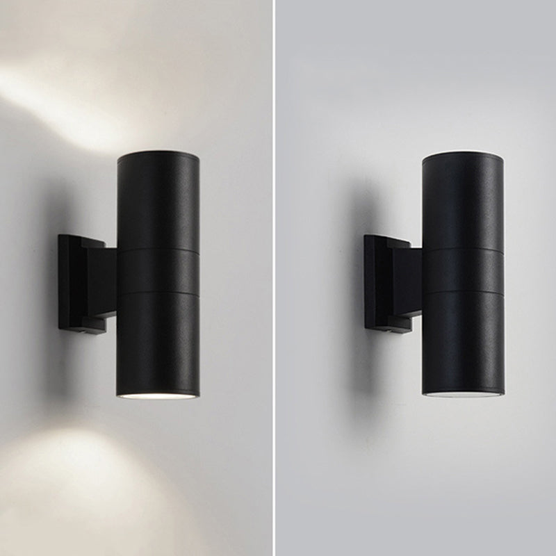 Mezza cilindro illuminazione a parete in stile moderno metallo 1 luce da parete leggera in nero