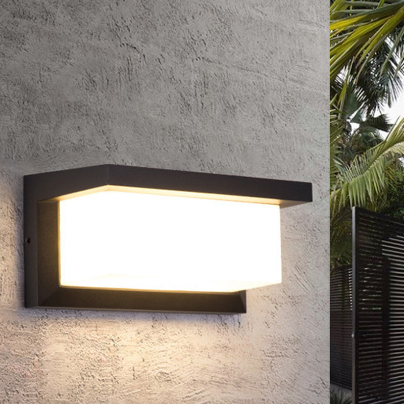 Modern Simple Style Retanglar Shade Wall Sconce Metal  1 Light Sconces in Black Finish