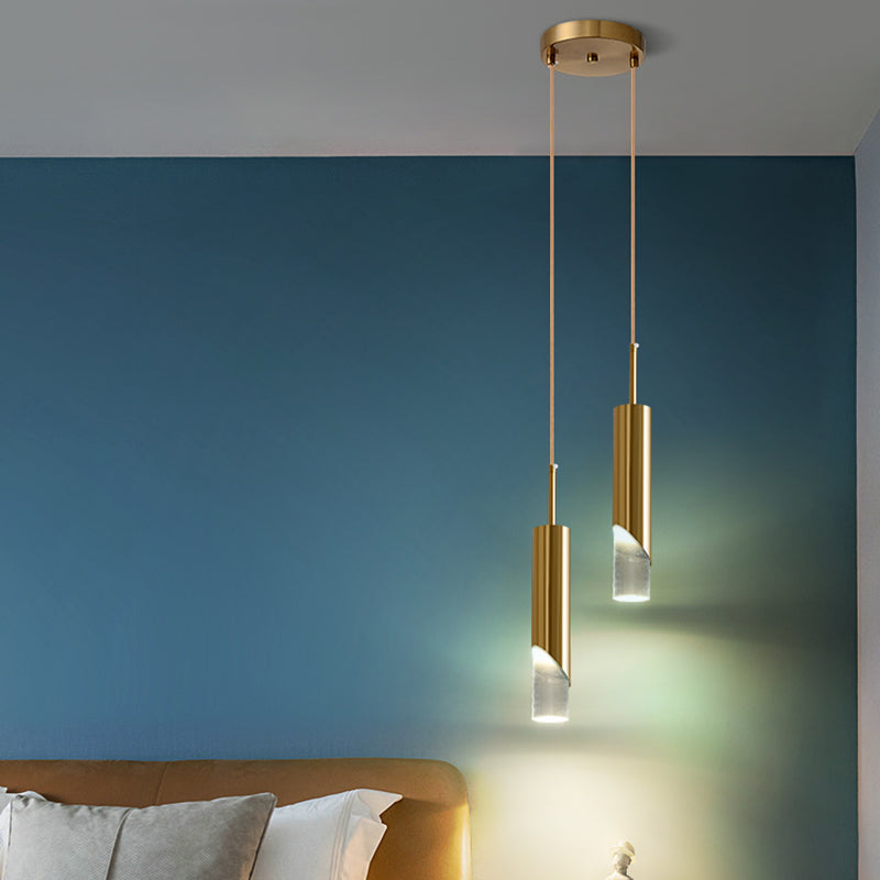 Lampe suspendue à LED cylindroïde en aluminium dans la simplicité moderne pendentif acrylique pour les espaces intérieurs