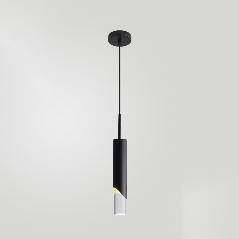 Lampe suspendue à LED cylindroïde en aluminium dans la simplicité moderne pendentif acrylique pour les espaces intérieurs