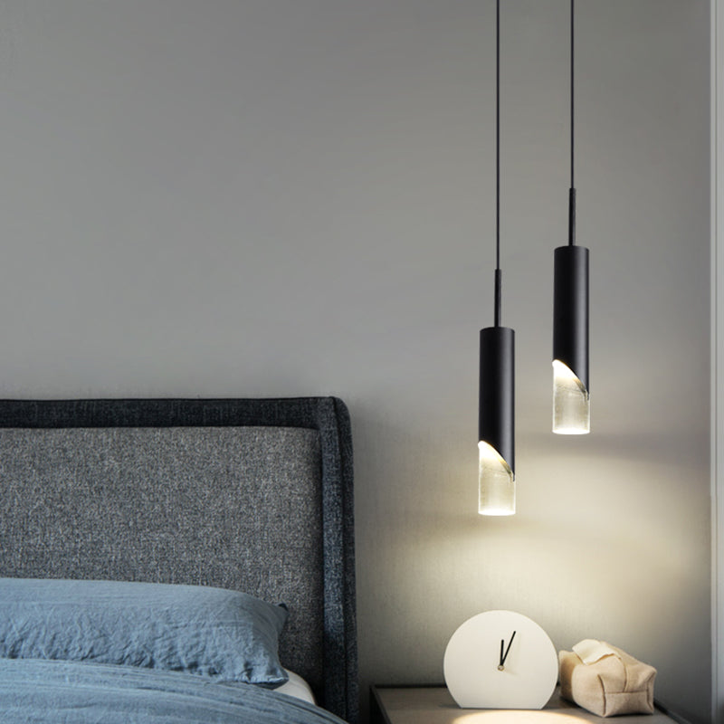 Lampe suspendue à LED cylindroïde en aluminium dans la simplicité moderne pendentif acrylique pour les espaces intérieurs
