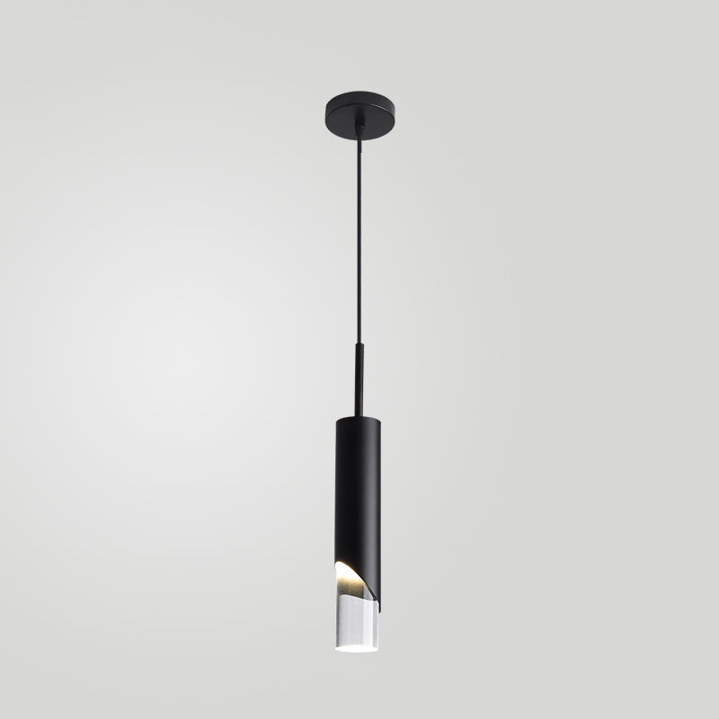 Lampe suspendue à LED cylindroïde en aluminium dans la simplicité moderne pendentif acrylique pour les espaces intérieurs